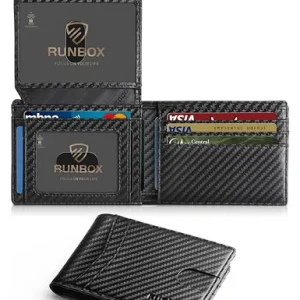 RUNBOX Wallet for Men Slim Rfid Leather 2 ID Window With Gift Box | Slim, Rfid, 2 ID Window, With Gift Box, Slim, Rfid