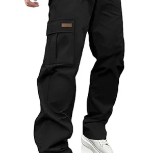 PLEPAN Men's Casual Cargo Pants Drawstring Hiking Workout Tactical Joggers Sweatpants for Men
