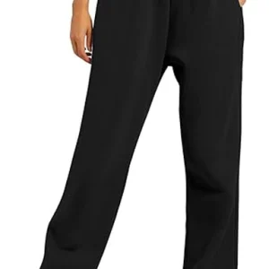 AUTOMET Women's Wide Leg Sweatpants Fleece Lined Baggy Straight Leg Lounge Pants